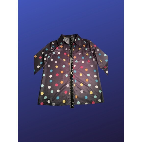 UNBRANDED Pullover Long Sleeve Blouse, GRAY/MULTI POLKA DOT, Size M, NWOT - Picture 6 of 8